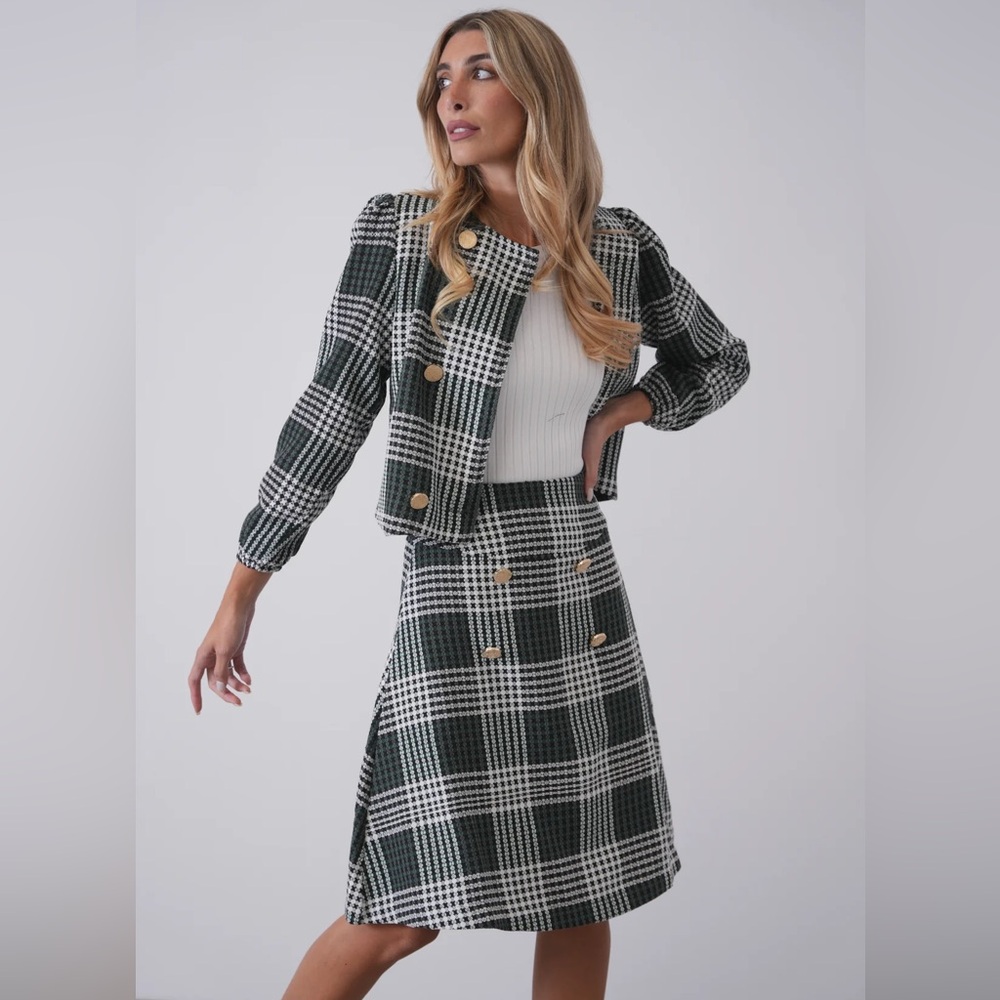 Udel Tweed Plaid Skirt - Picture 1 of 3
